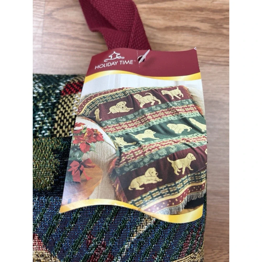 Vintage Mia Lane Labrador‎ Christmas Puppies Tapestry Throw Blanket & Bag NEW